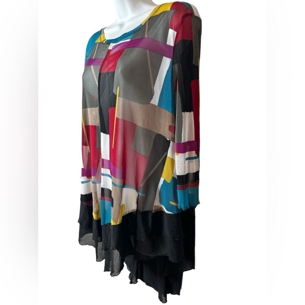 Ali Miles Womens Artsy Sheer Tunic Top Size
L Multicolor Flowy Layer - Picture 3 of 12